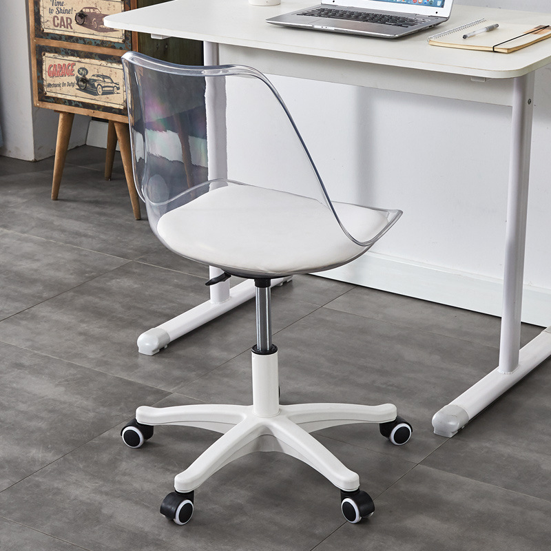 Silla giratoria de Tulip, silla giratoria de oficina, silla de ocio, silla de oficina acrílica transparente de elevación