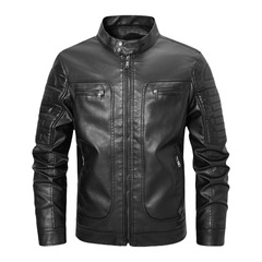 秋冬の男性の皮の服の欧米の大きいサイズのPUのジャケットの青年のオートバイの機関車の対外貿易の高品質のジャケットを代行します。