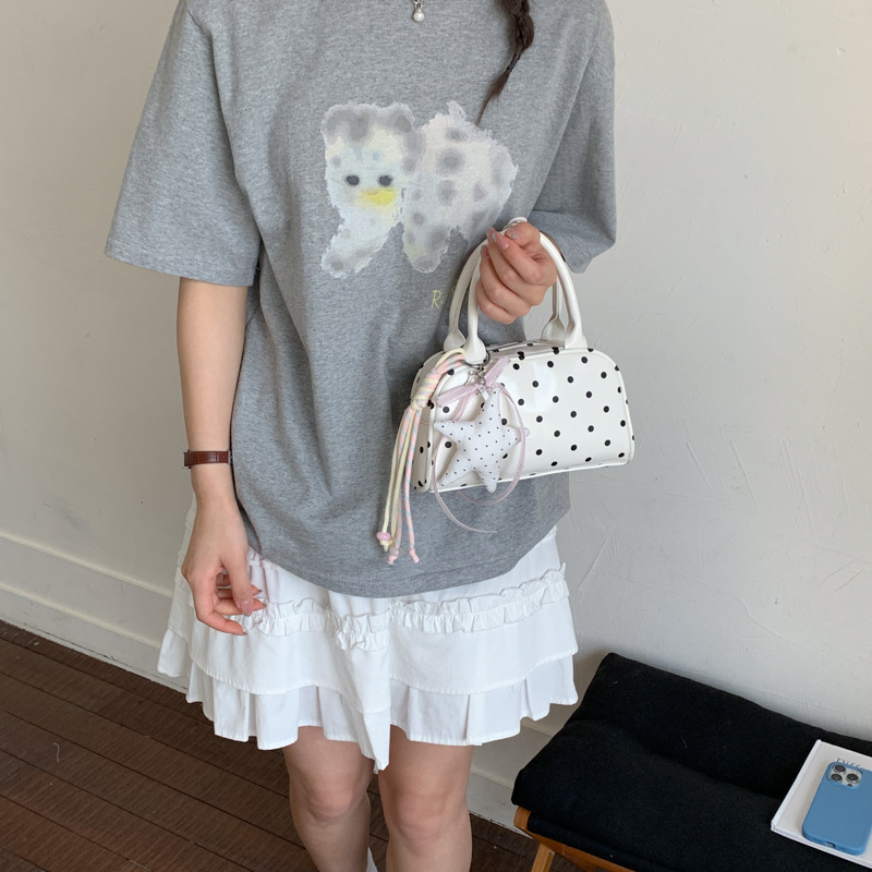 Nicho coreano Zhong chica onda punto bolos mujeres 2026 verano diario nuevo estilo extranjero gran capacidad mochila de hombro image 3