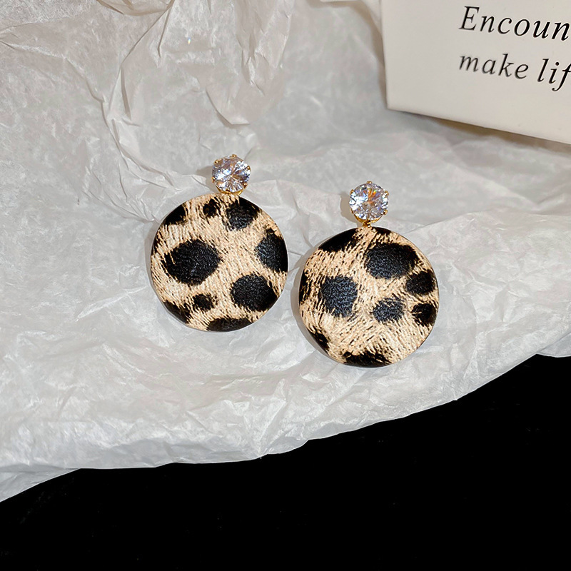 真金电镀银针豹纹星星圆圈耳环欧美潮流设计感耳坠气质氛围感耳饰详情34