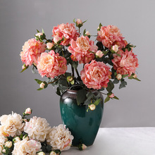4头芙蓉牡丹高档焦边仿真花仿干花绢花假花客厅摆件装饰婚庆批发