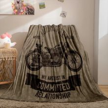 复古越野摩托车法兰绒毯子超柔软舒适温暖床沙发装饰盖毯工厂直销