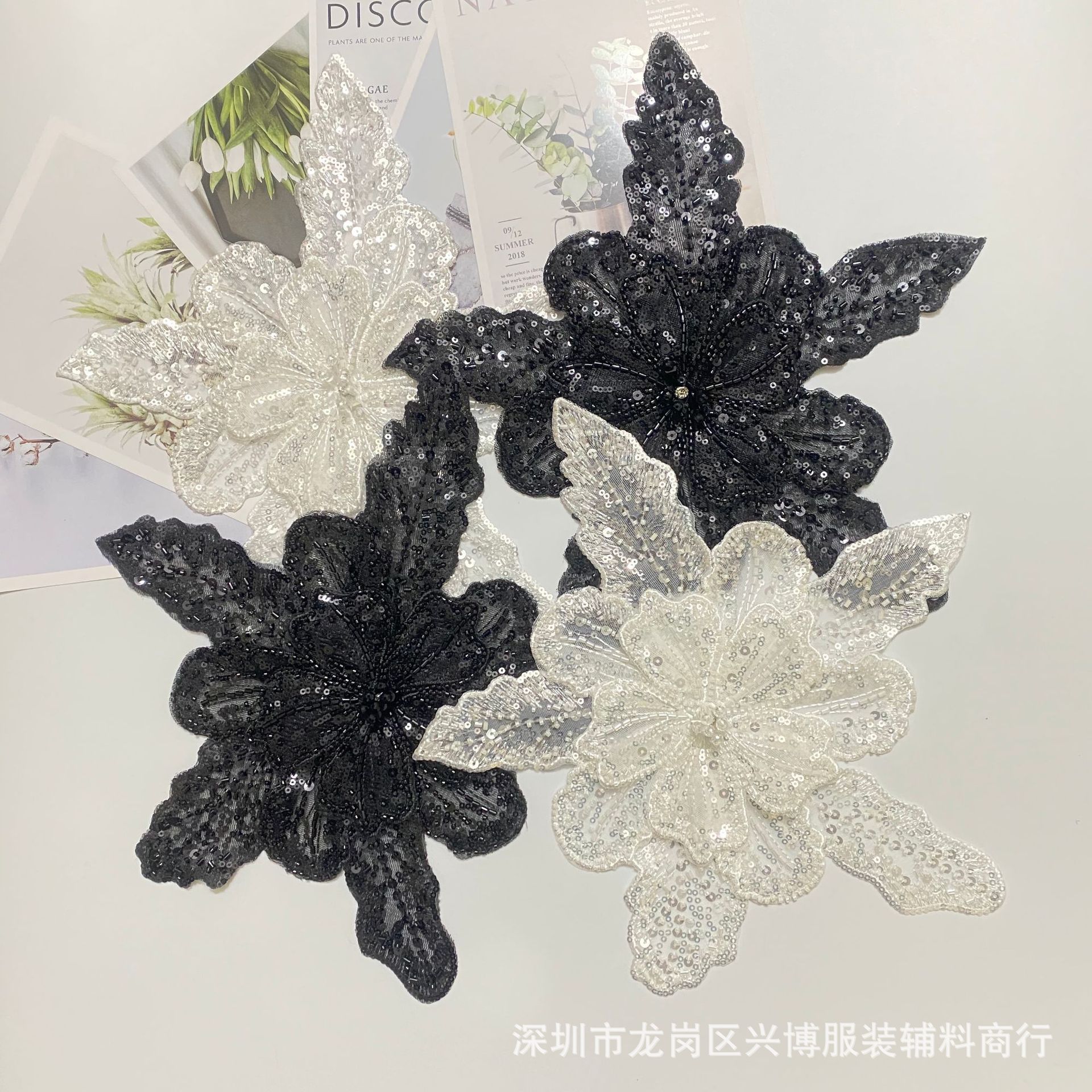 Nuevo bordado Lolita multi-capa flor pieza cosida a mano cristal tridimensional flor DIY mujer boda tocado Accesorios