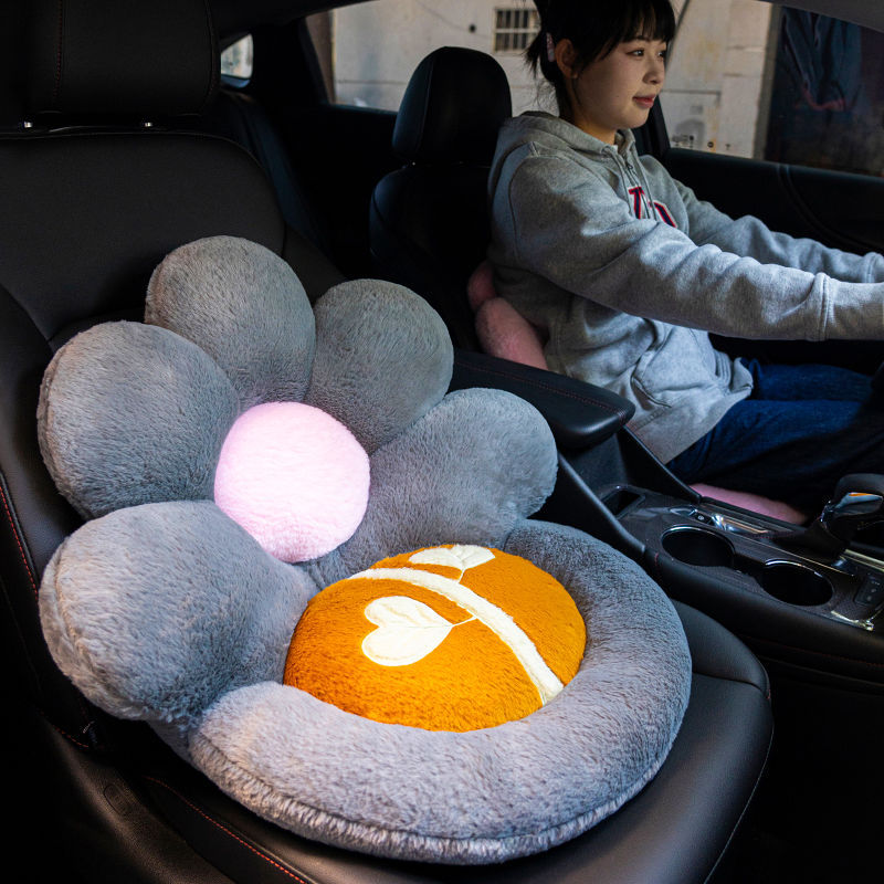 汽车坐垫冬季毛绒车内垫子女车用增高加厚保暖靠垫靠背一体式座垫