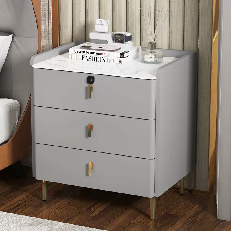 Итальянская трехслойная прикроватная тумбочка из цельного дерева, простая, легкая, роскошная, современная, многофункциональная прикроватная тумбочка для дома, спальни