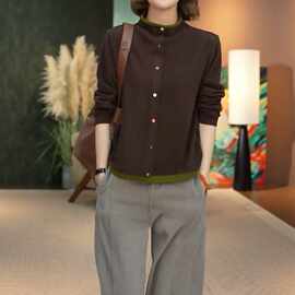 大码德绒彩扣立领卫衣开衫女秋冬胖MM长袖打底衫宽松显瘦减龄上衣