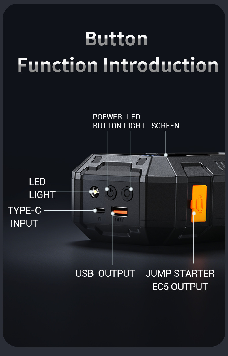 12V Car Emergency Starting Power Supply 1000A Large Capacity Jump Starter with Lighting Function Car Battery Emergency Power Supply