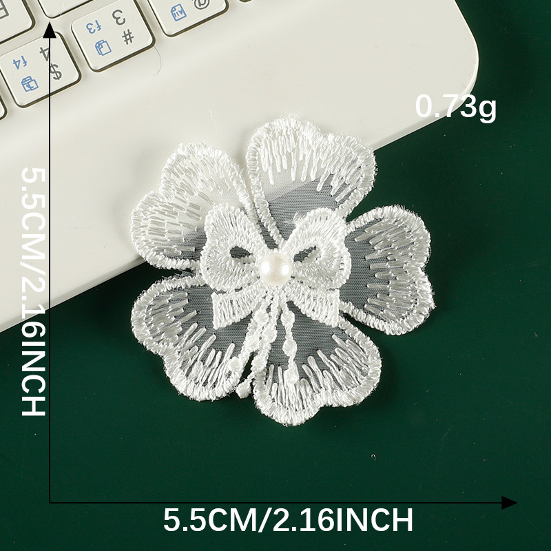 真珠のかわいい漫画のレースの花のレースの刺繍はdiyの手帳の装飾のブローチのヘアピンの髪飾りの補助材料の布を貼ります。|undefined
