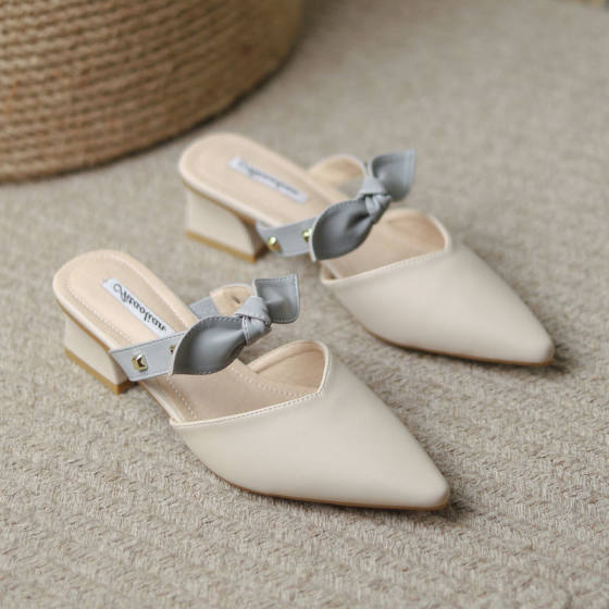 Jinbukang Sandals Women's Summer New Spring Niche French Evening Breeze Gentle Fairy Rough Mid-heel Bag
