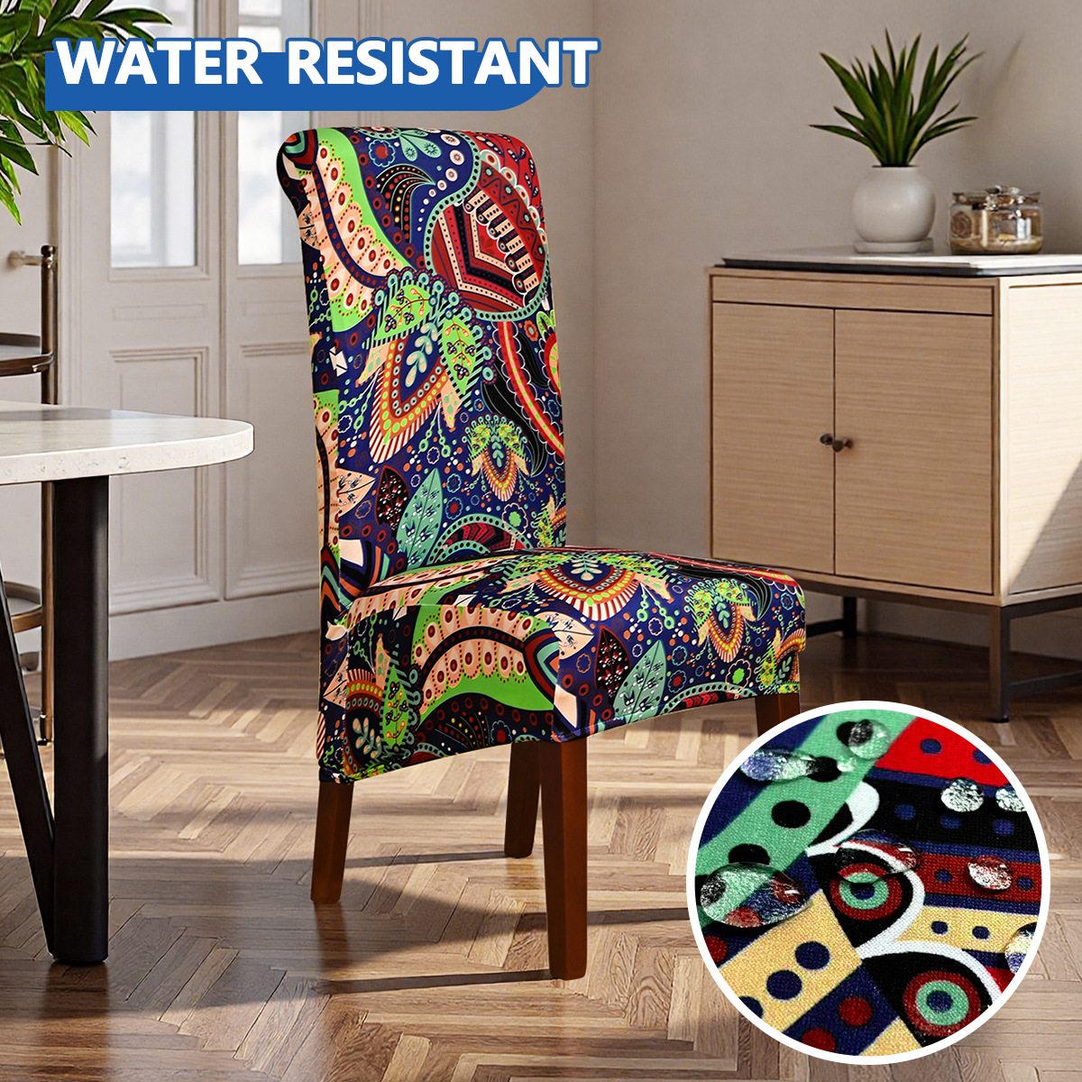 Amazon elástico transfronterizo impermeable caja de caju flor impresa cubierta de silla polvo de respaldo alto cubierta de silla universal TEMU