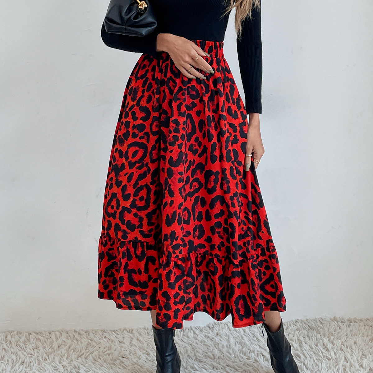 182g Weight Midi Dress Dress Length Type Skirt Dresses Type Spandex, Polyester Fabric Type High Waist Waist Line Inelastic Elasticity Holiday, Daily Occasion Regular Fit Fit Type Ditsy Floral, Leopard Pattern Spring, Autumn Season Women's Gender Casual, Streetwear Style Spring Autumn Casual Streetwear Ditsy Floral Leopard Spandex Polyester Midi Dress Skirts 41