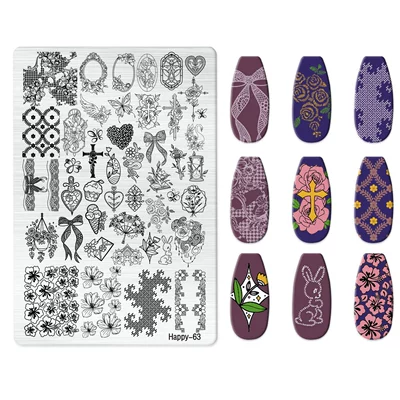 Dırnaq bəzəkləri — Plate Kt Cat Nail Art - happy-063-with-back-plate