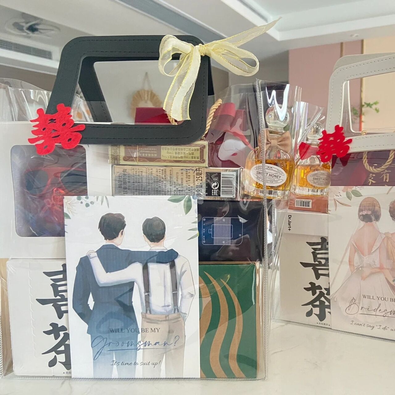 Souvenir bag ins style wedding bridesmaid gift bag wedding candy box portable transparent gift bag empty gift box