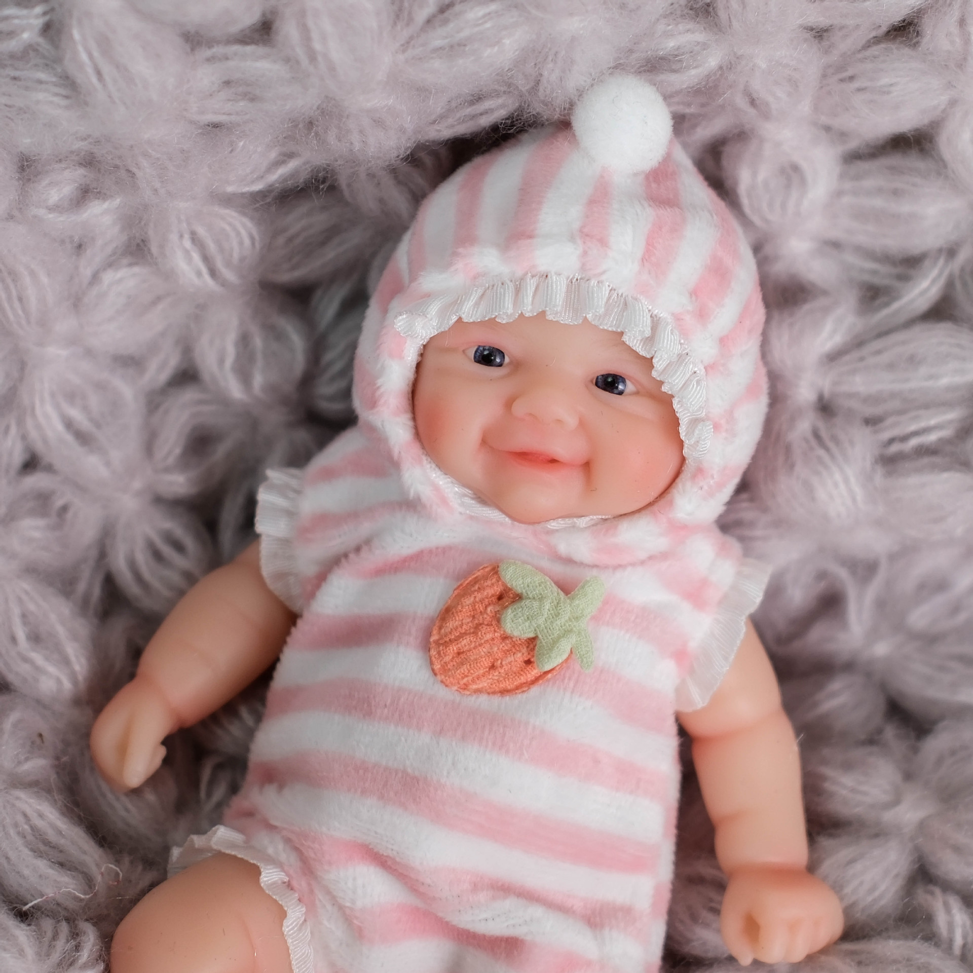 15 cm pegatinas de fresa lapin Q bala simulación de muñeca de renacimiento de silicona sólida para niños Navidad silicona sólida
