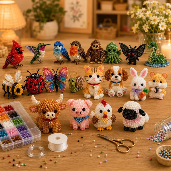 Cross-Border New Product Petite 3D Beaded Animal Craft Kit Handmade DIY Animal Bead Set