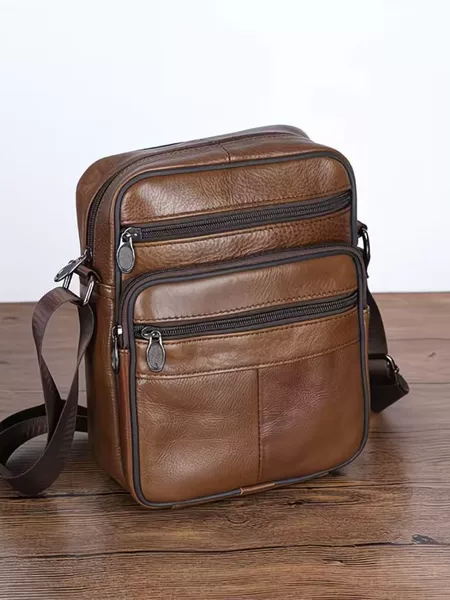 2025 New Amazon Genuine Leather Men's Bag, Fashionable Shoulder Bag, Casual Crossbody Bag, Cowhide Business Men's Backpack