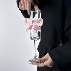 蝴蝶结高脚杯ins高颜值玻璃杯酒杯香槟红酒杯可爱新郎新娘敬酒杯