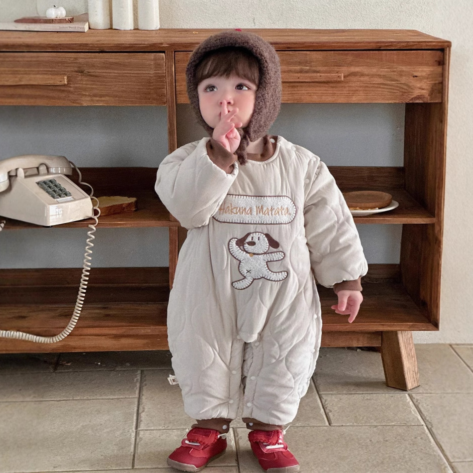 Ropa para niños coreanos, ropa de algodón para bebés, una pieza, lindo y súper lindo, bebé de 0-2 años, mamelucos 1 ropa de salida acolchada de invierno