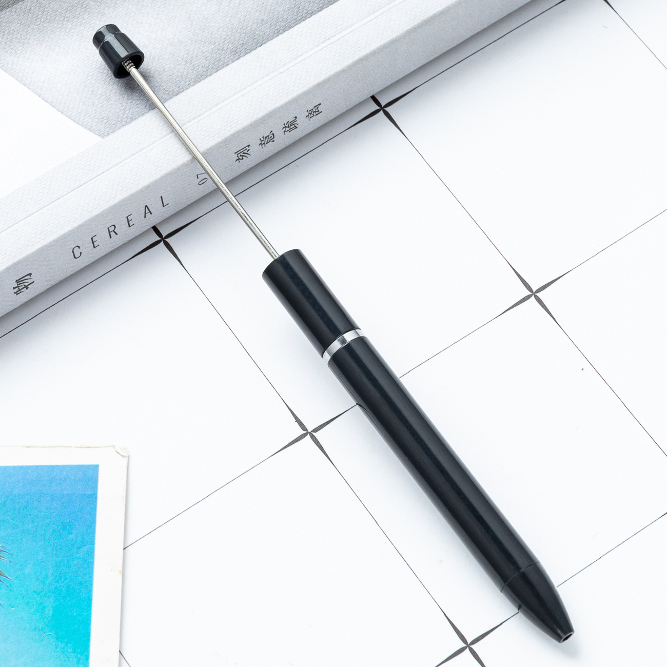 Inventario al por mayor creativo diy bolígrafo de cuentas largos bolígrafo de cuentas de impresión personalizado bolígrafo de cuentas de mano