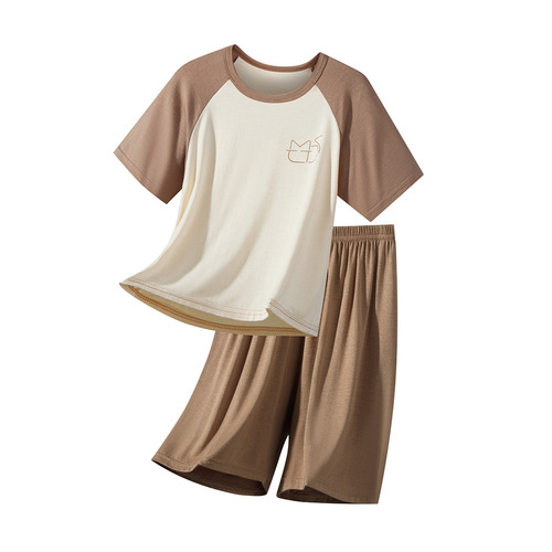 Children's pajamas suit Modal summer thin short-sleeved suit for boys and girls, parent-child home clothes, children's air-conditioned clothes