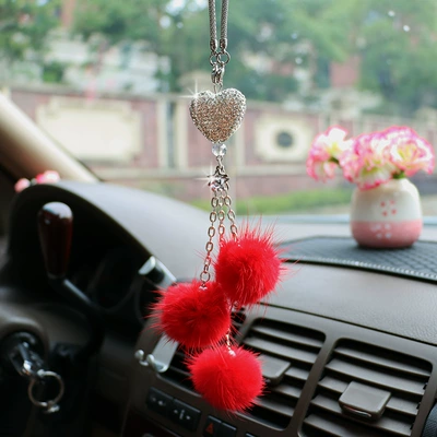 Car hanging — e-commerce Amazon specializes in water - peach-heart-big-red-mink-hair