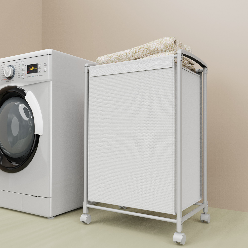 L0V Light Luxury Dirty Clothes Blue Laundry Basket with Lid and Movable Caster Wheels for Clothing Store and Hair Salon