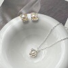 Brand design organic earrings from pearl, necklace, accessory, silver 925 sample, trend of season, simple and elegant design