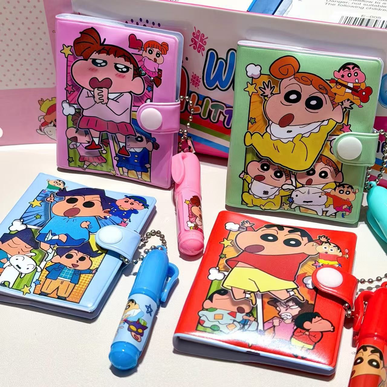 Nuevo grupo de caza de demonios cuaderno de dibujos animados escritorio conjunto de bolígrafo pequeño conjunto de regalo de papelería para estudiantes de primaria