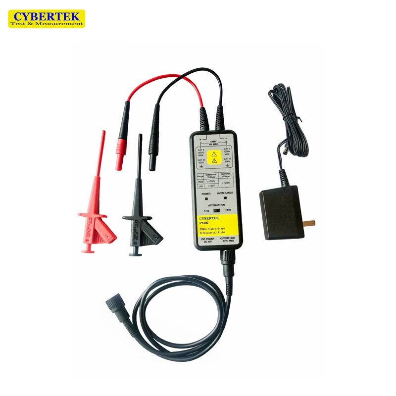 Высоковольтный дифференциальный зонд CYBERTEK P1300 1300 Впк/50 МГц имеет функцию измерения с плавающей заземленностью.