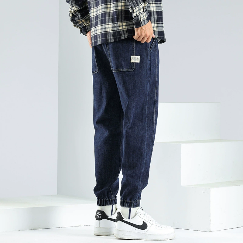 Демисезонные брюки, модные джинсы-деним, oversize, плюс размер