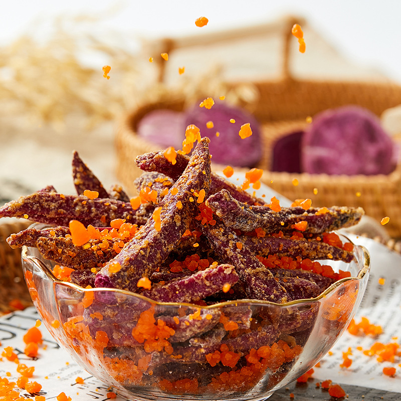 Crayon Crispy Sweet Potato Sticks with Crab Roe Flavor, Small Packaging Cheese Flavor Purple Sweet Potato Sticks, Crispy Sweet Potato Chips Office Snacks, Internet Famous Snacks