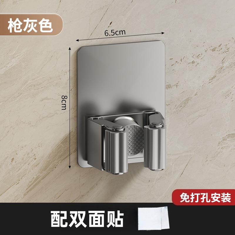 Estante de fregona de acero inoxidable 304 gancho de fregona de baño de rack clip de fregona libre de perforación montado en la pared con pistola de gancho gris