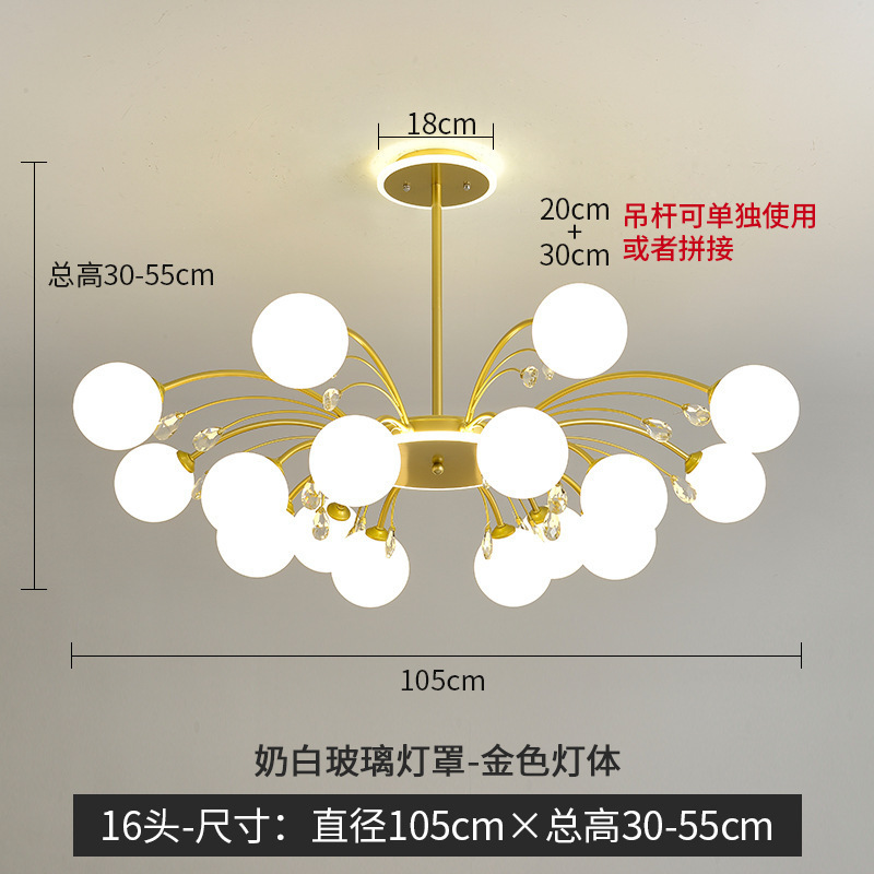 상단에 빛나는 황금색 16개의 흰색 조명