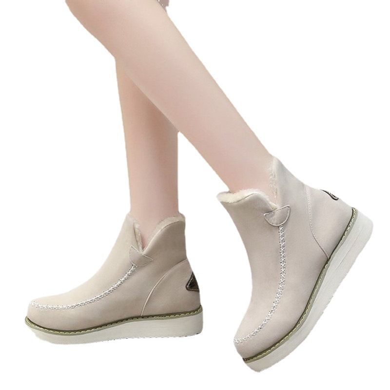 Cizme de iarnă noi pentru femei, cu platformă plată, din bumbac, cizme scurte și calde, cizme de zăpadă_voghion.com