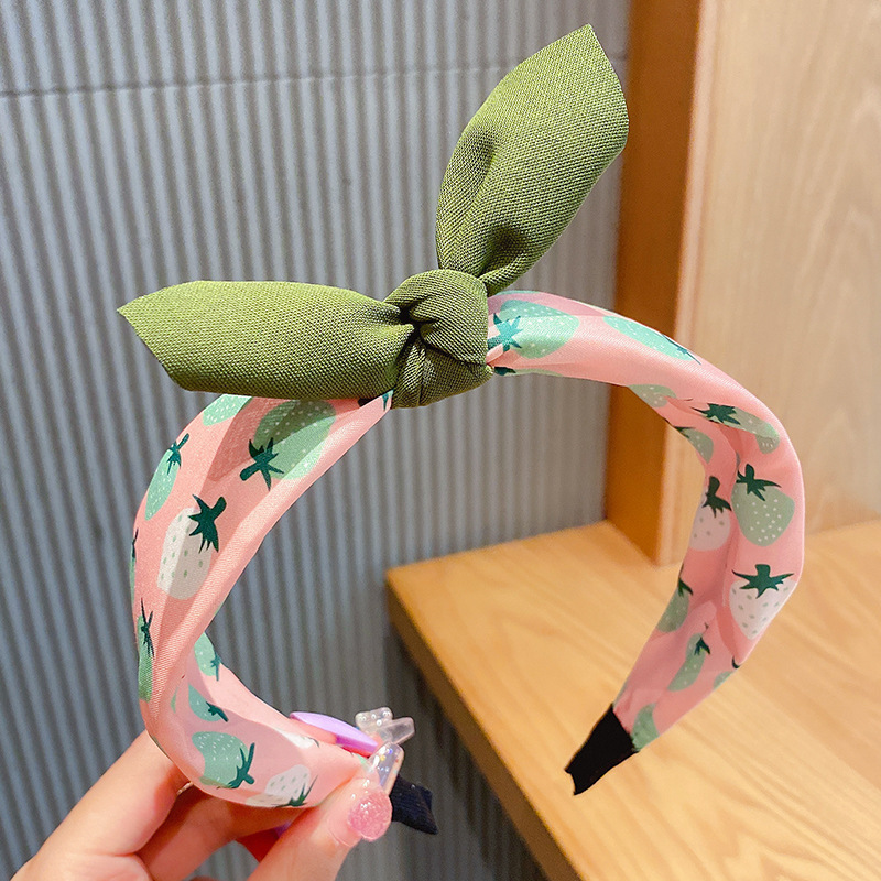 Cute children hairband Korean strawberry bow non-slip headband little girl princess girl headdress hair accessories wholesale