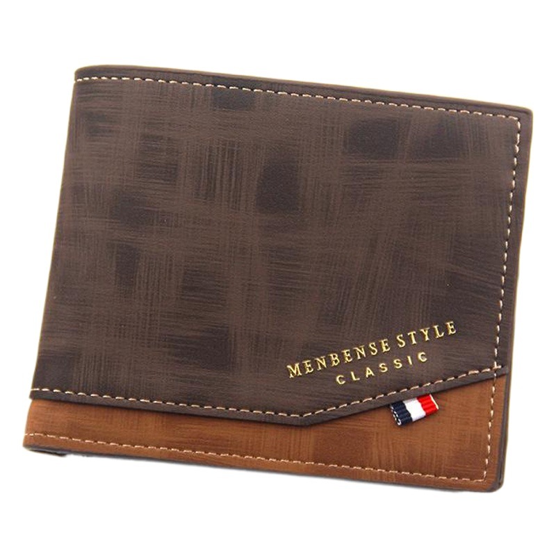 Menbense Korean Style Hinge Hot Stamping Printed Men's Wallet Short Frosted Multi-Card Slot Large Capacity Men's Wallet