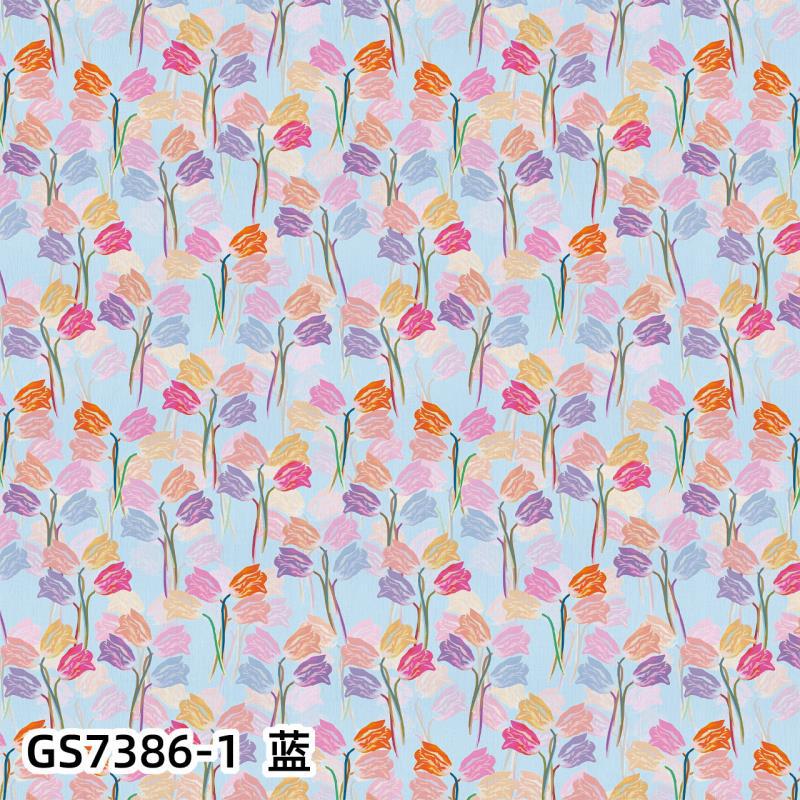 60支全棉数码印花布料 欧式INS风郁金香纯棉童装衬衫布袋印花面料