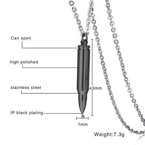 Stainless steel bullet pendant necklace personalized hip-hop laser English cross-border jewelry accessories jewelry PN-899