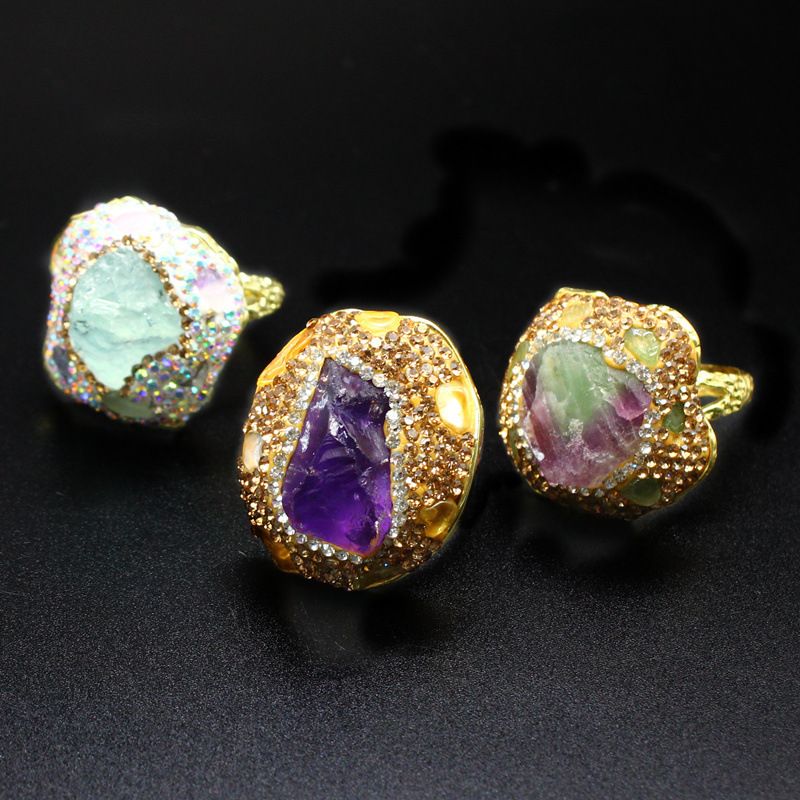 25g Weight Open Rings Classification Adjustable Ring Size 1 Piece Quantity Holiday, Daily Occasion natural stone Material Geometric Pattern Unisex Gender Plating, Healing Design Vintage Style, Classic Style Style Unisex Natural Stone Plating Healing Geometric Open Rings Healing Crystals Jewelry 1