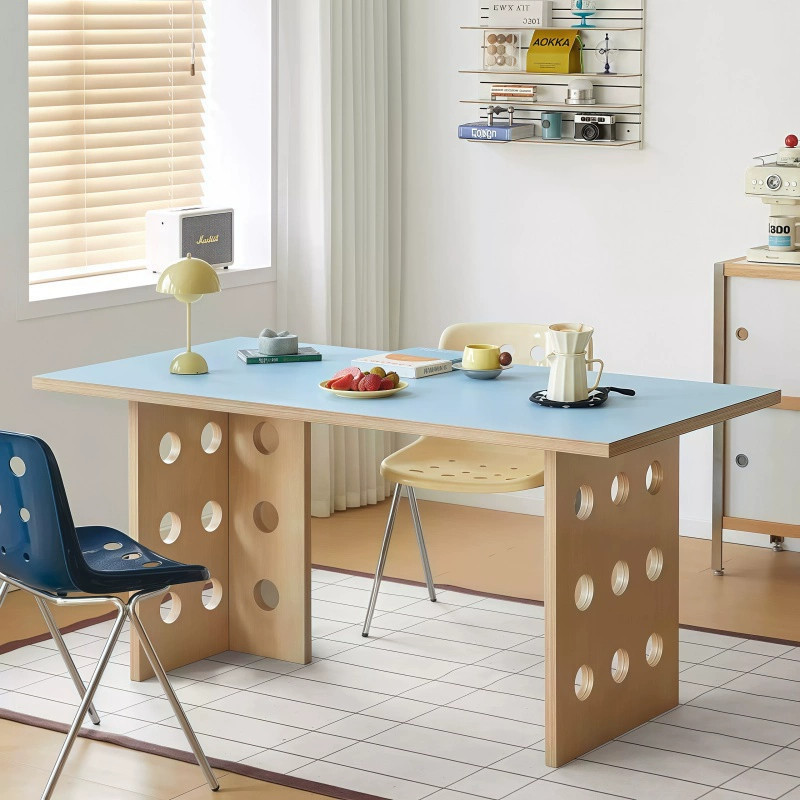Bauhaus Marine-Style Office Desk, Computer Desk with Perforated Board, Conference Room Meeting Table, Studio Rectangular Island Table