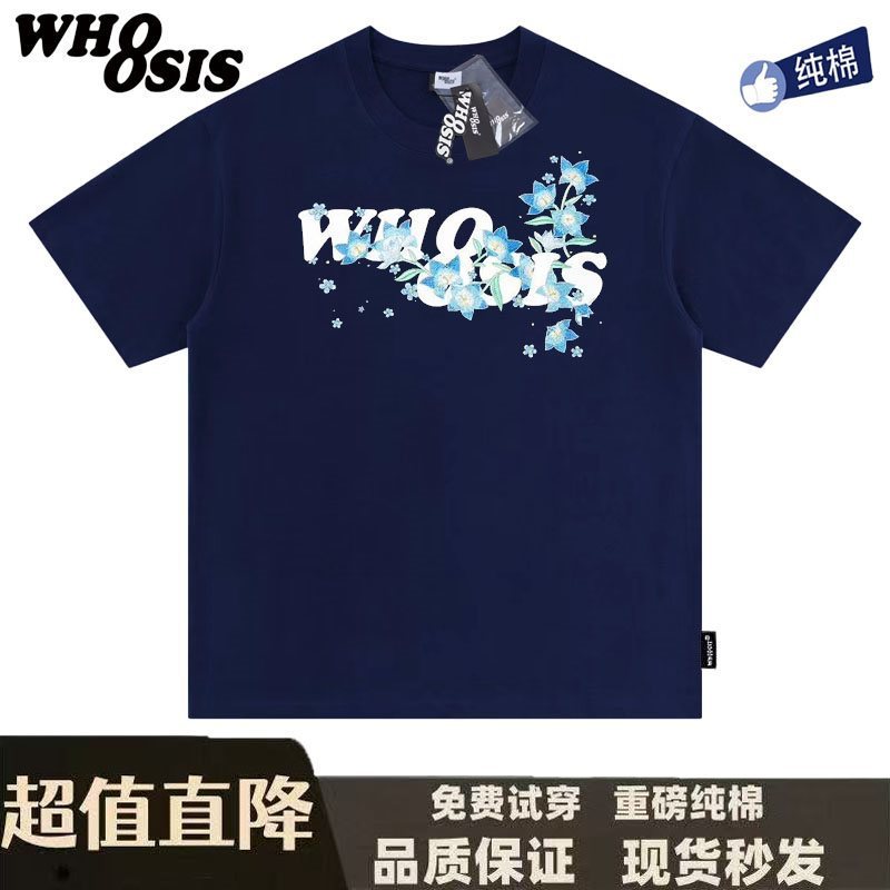 WHOOSIS（名前不明）8ロゴ花柄半袖Tシャツ夏アメリカンファッションブランドカップル男女兼用|undefined