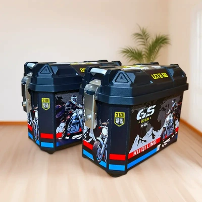 Electric car tail box — Thickened Motorcycle Side Box, Electric - 36l-no-2-black-saddlebags-mounting-bracket-tail-rack-model