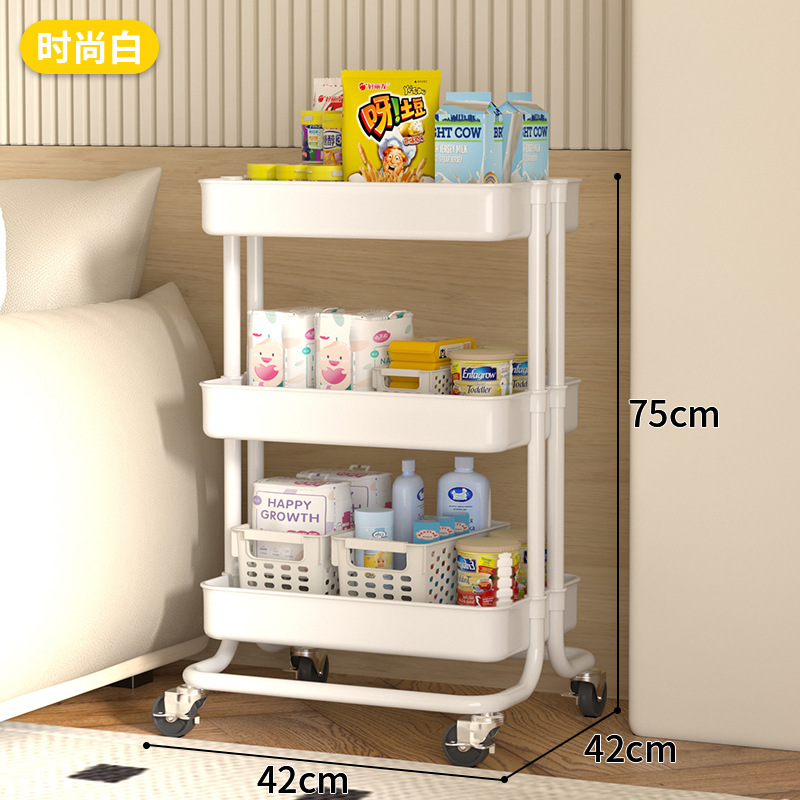 Carrito de cocina con ruedas, estante de almacenamiento multifuncional de varias capas para dormitorio o sala de estar