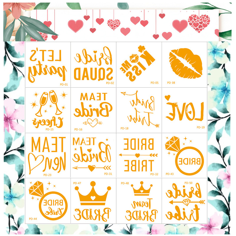 Cross-Border New Style Waterproof Gold Foil Tattoo Stickers, Fashionable Bride and Bridesmaid Bachelorette Party Collarbone Imitation Water Transfer Tattoos Cross-Border New Style Waterproof Gold Foil Tattoo Stickers, Fashionable Bride and Bridesmaid Bachelorette Party Collarbone Imitation Water Transfer Tattoos