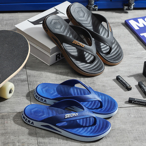 Trendy outer wear summer flip-flops for men, non-slip flip-flops, lightweight outdoor casual beach sandals, fashionable Korean version