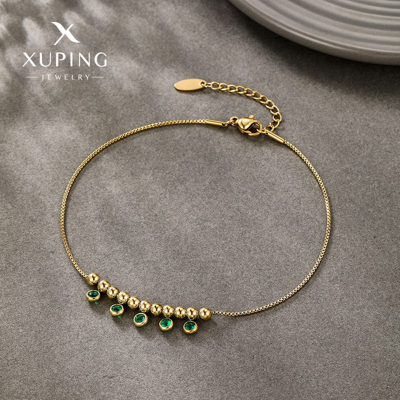 Xuping moda de acero inoxidable 14k incrustación de zircon verde nicho temperamento simple comercio exterior tobillaría transfronteriza mujer