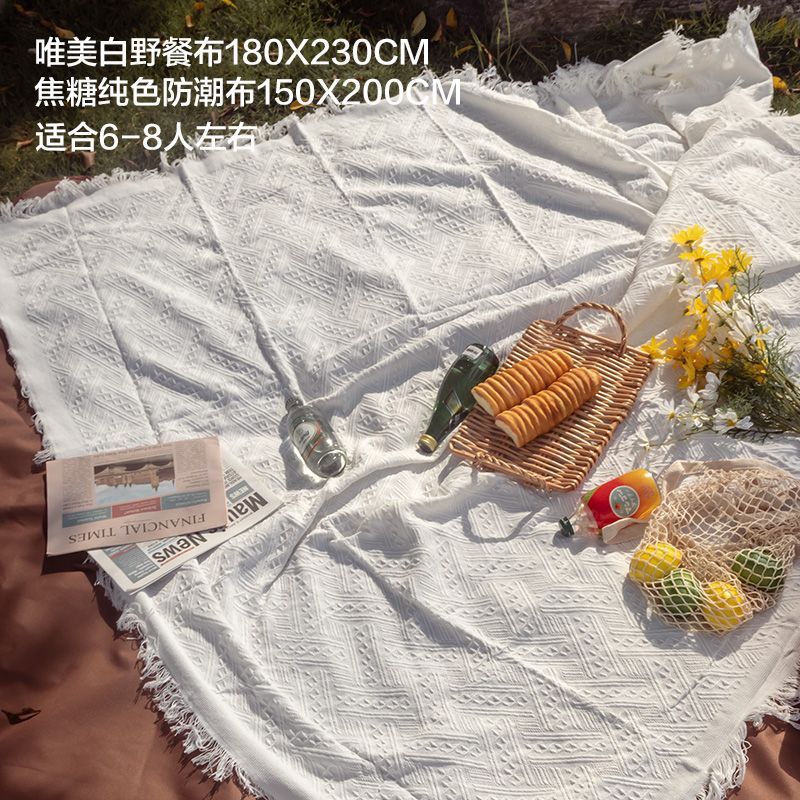 沙滩野餐垫复古针织流苏沙滩垫户外露营音乐节法式氛围感一件代发|undefined