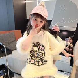 超萌儿童卡通裙子女童连衣裙夏季T恤裙小女孩洋气连衣裙公主裙子
