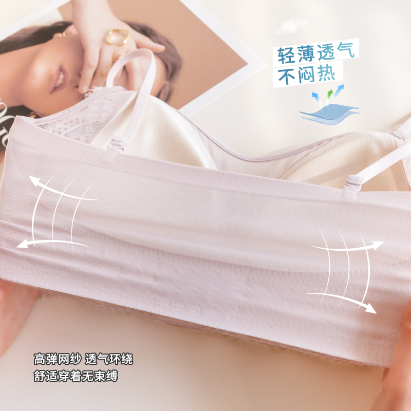 夏薄いセクシーなフレンチレースベストスタイルブラジャーチューブトップノンワイヤー超薄型快適な下着|undefined