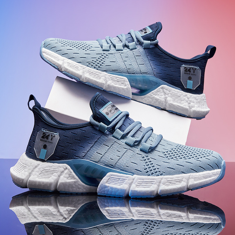 Cross-border independent station summer new couple sports shoes for women breathable socks shoes one-pull for men casual running shoes